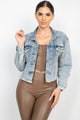 Accented Rhinestones Pocketed Denim Jacket