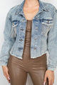 Accented Rhinestones Pocketed Denim Jacket