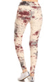 Banded Lined Tie Dye Print Full Length Leggings - Yoga