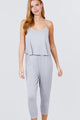 Cami Layered Top Capri Knit Jumpsuit - Heather/Grey