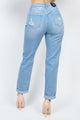 Distressed Boyfriend Jeans - Light Denim