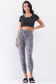 Elasticated Self-tie Drawstring Waistline Track Pants - Grey