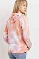 Fleece Tie Dyed Front Pocket Detailed Hoodie Top - Rust 