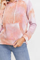 Fleece Tie Dyed Front Pocket Detailed Hoodie Top - Rust 