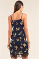 Floral Halter Neck Sleeveless Front Self-tie Lace Trim Slip 