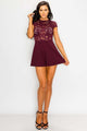 Floral Sheer Lace Combo Romper - Plum - Rompers