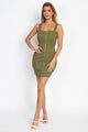 Front Zip Mini Dress - Olive - Dresses