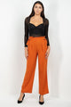 High Waist Paperbag Wide Pants - Rust