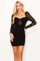 Lace Lover Cutout Long Sleeve Mini Dress - Black - Dresses