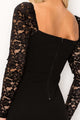 Lace Lover Cutout Long Sleeve Mini Dress - Black - Dresses