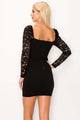 Lace Lover Cutout Long Sleeve Mini Dress - Black - Dresses