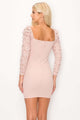 Lace Lover Cutout Long Sleeve Mini Dress - Rose - Dresses