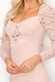 Lace Lover Cutout Long Sleeve Mini Dress - Rose - Dresses