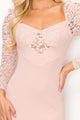 Lace Lover Cutout Long Sleeve Mini Dress - Rose - Dresses