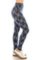 Long Yoga Style Banded Lined Multi Printed Knit Legging - 