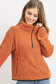 Loopie Terry Half Zipper Pullover - Terracotta - Sweaters