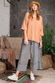 Mineral Washed Terry Knit Boxy Top - Faded Rust - Tops