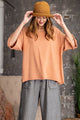 Mineral Washed Terry Knit Boxy Top - Faded Rust - Tops