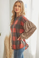 Plaid Patterned Long Sleeve Top - Red - Tops