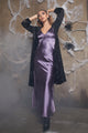 Satin Elegant Double Slit Sleeveless Maxi Dress - Eggplant -