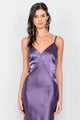 Satin Elegant Double Slit Sleeveless Maxi Dress - Eggplant -