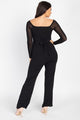 Self Tie Lace Embroidered Jumpsuit - Black/Nude - Rompers