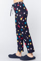 Star Print Cotton Pajama Pants - Navy