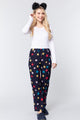 Star Print Cotton Pajama Pants - Navy