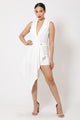 Surplice Neck Fashion Romper - White - Rompers