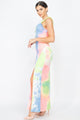 Tie-dye Ruffled Ribbed Maxi Dress - Neon Multi - Dresses