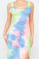 Tie-dye Ruffled Ribbed Maxi Dress - Neon Multi - Dresses