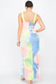 Tie-dye Ruffled Ribbed Maxi Dress - Neon Multi - Dresses