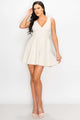 V-neck Back Cutout Skater Dress - Cream - Dresses