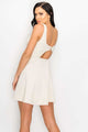 V-neck Back Cutout Skater Dress - Cream - Dresses