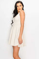 V-neck Back Cutout Skater Dress - Cream - Dresses