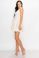 V-neck Back Cutout Skater Dress - Cream - Dresses