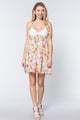 V-neck Open Back Floral Mini Dress - Off White - Dresses