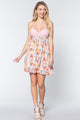 V-neck Open Back Floral Mini Dress - Pink Blush - Dresses