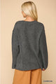 V-neck Solid Soft Sweater Top - Charcoal - Sweaters