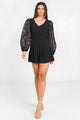 V Neckline Solid Romper - Black - Rompers