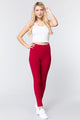 Waist Band Long Ponte Pants - Dark Red