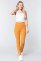 Waist Band Long Ponte Pants - Deep Mustard