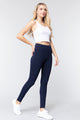 Waist Band Long Ponte Pants - Navy